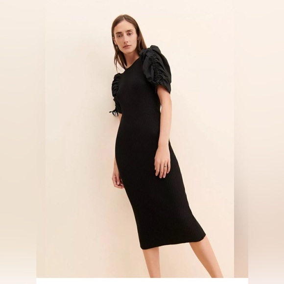 El Saison Anthropologie Maxime Black Midi Dress S - Picture 4 of 8